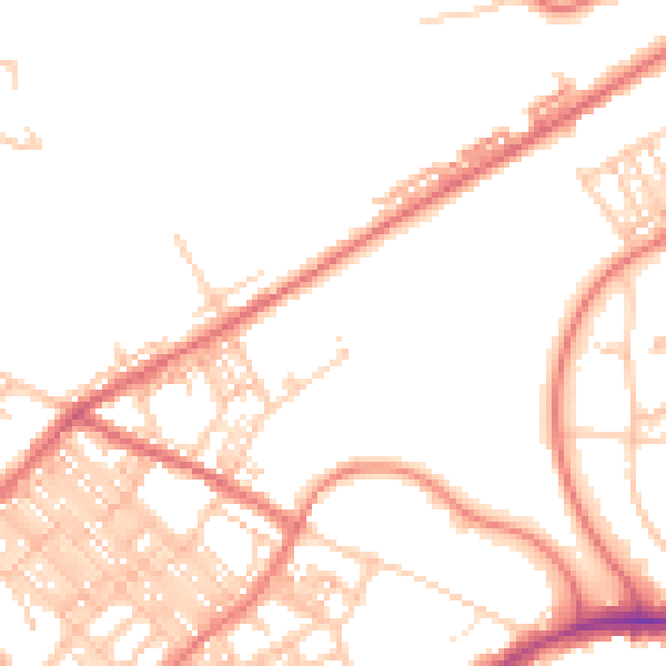 Daytime road noise heatmap for BB2 6DZ