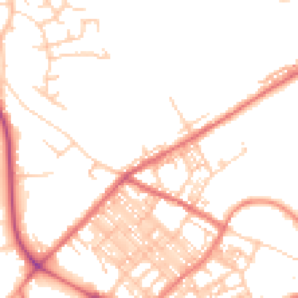Daytime road noise heatmap for BB2 6EF
