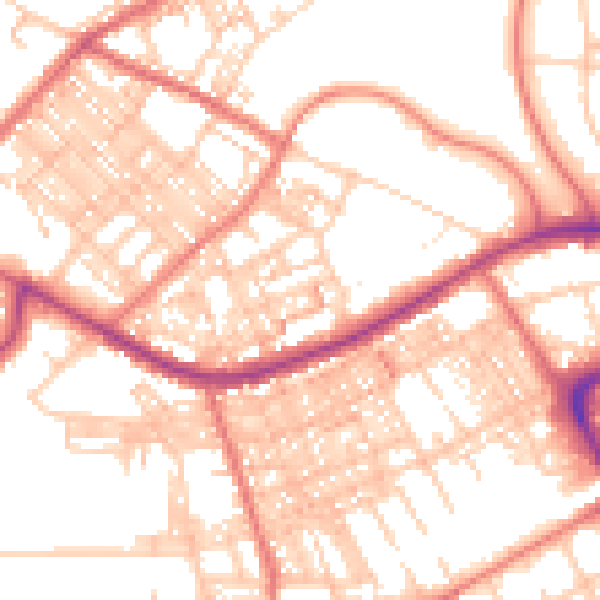 Daytime road noise heatmap for BB2 6ES