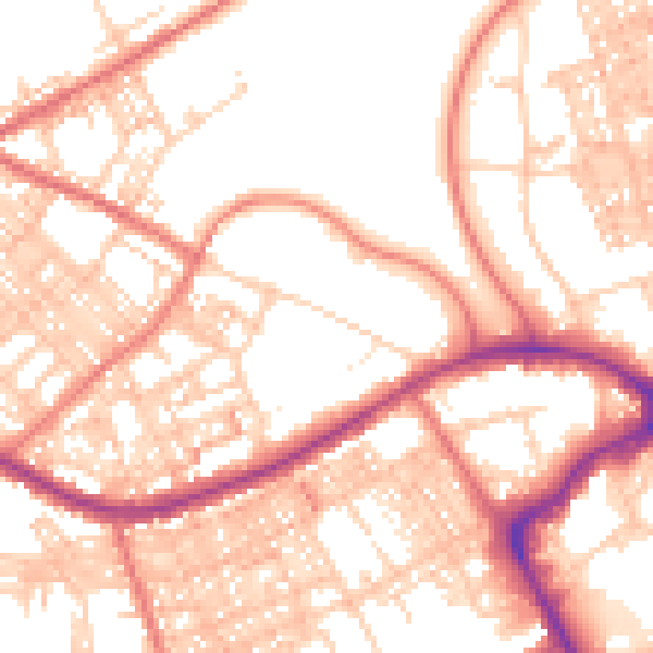 Daytime road noise heatmap for BB2 6EX
