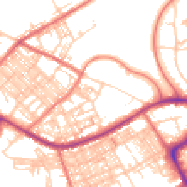 Daytime road noise heatmap for BB2 6EZ