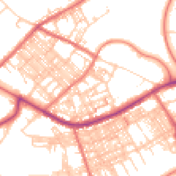 Daytime road noise heatmap for BB2 6HR