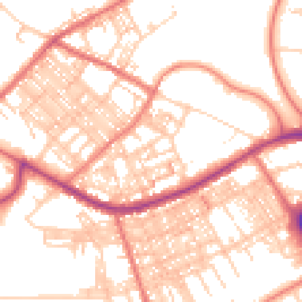 Daytime road noise heatmap for BB2 6HS