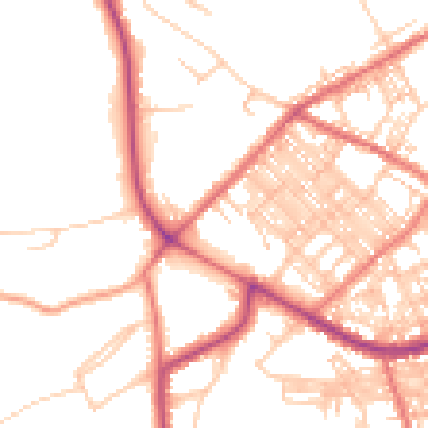 Daytime road noise heatmap for BB2 6JE
