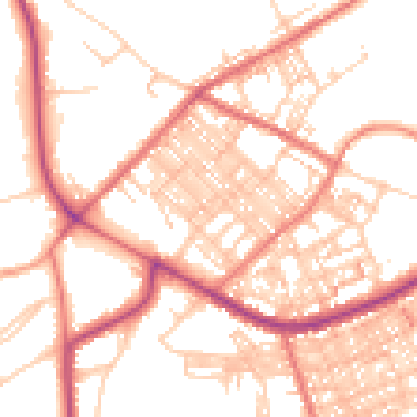 Daytime road noise heatmap for BB2 6JN
