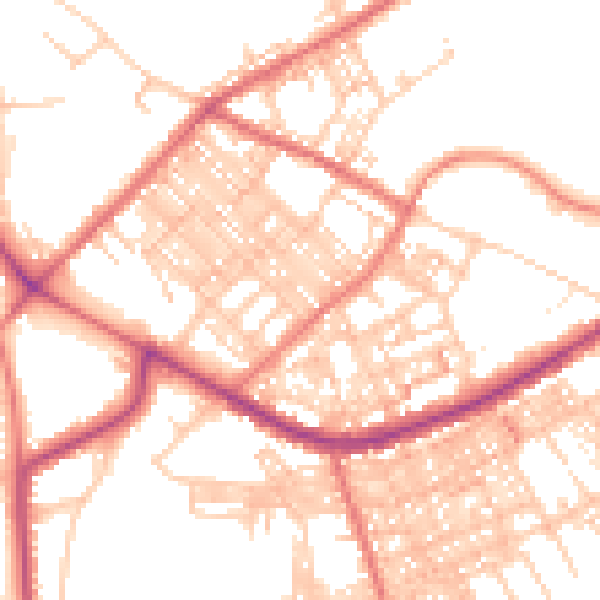 Daytime road noise heatmap for BB2 6JW