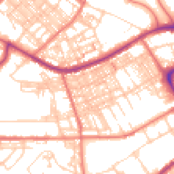 Daytime road noise heatmap for BB2 6LL