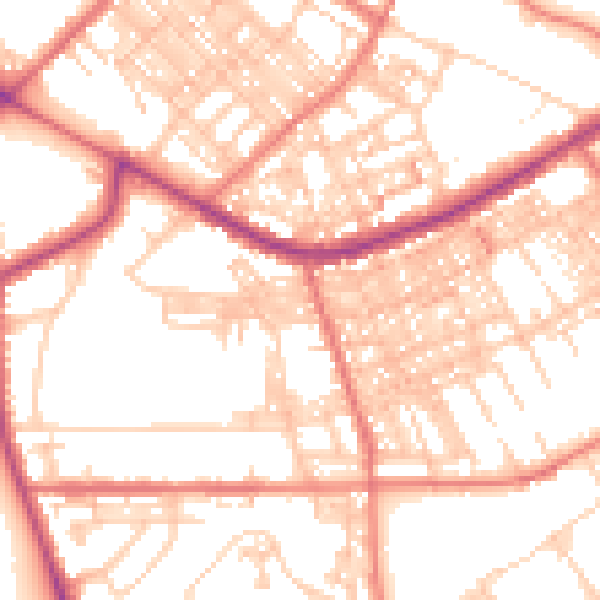 Daytime road noise heatmap for BB2 6LR