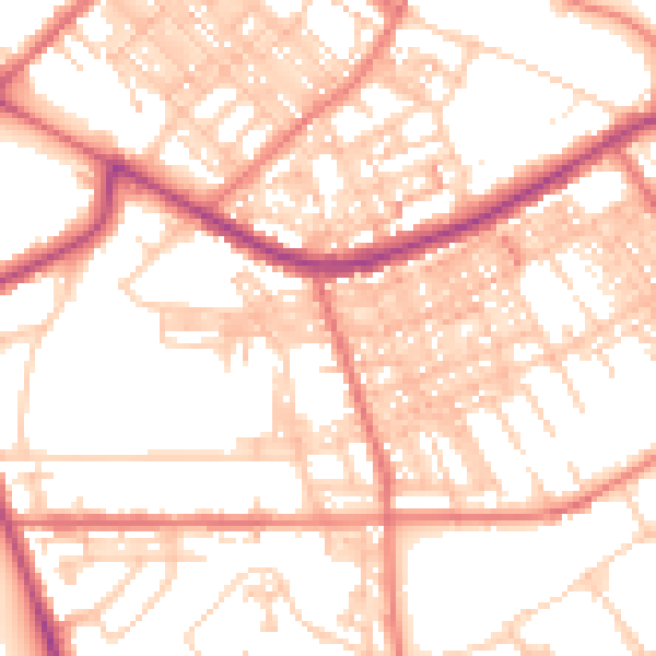 Daytime road noise heatmap for BB2 6LW