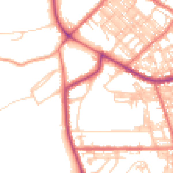 Daytime road noise heatmap for BB2 6LY