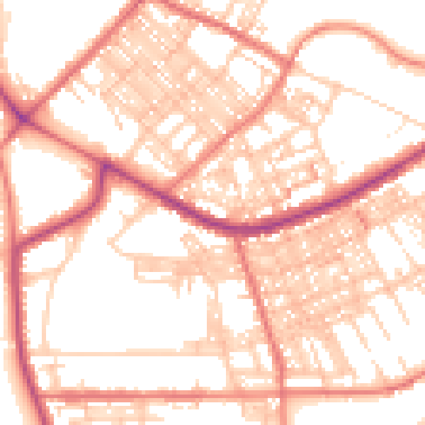 Daytime road noise heatmap for BB2 6PJ