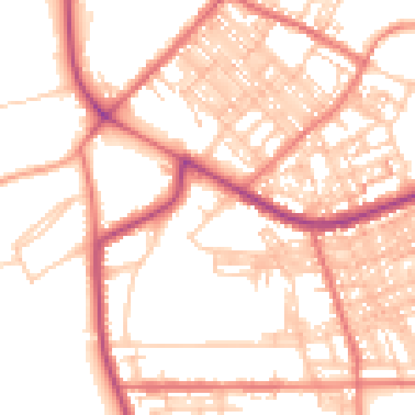 Daytime road noise heatmap for BB2 6PR