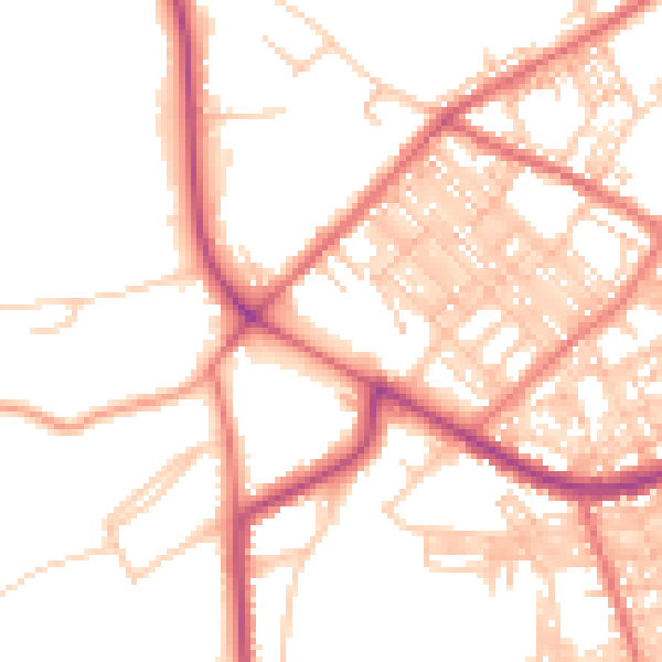 Daytime road noise heatmap for BB2 6PS