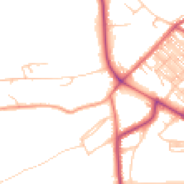 Daytime road noise heatmap for BB2 6PT