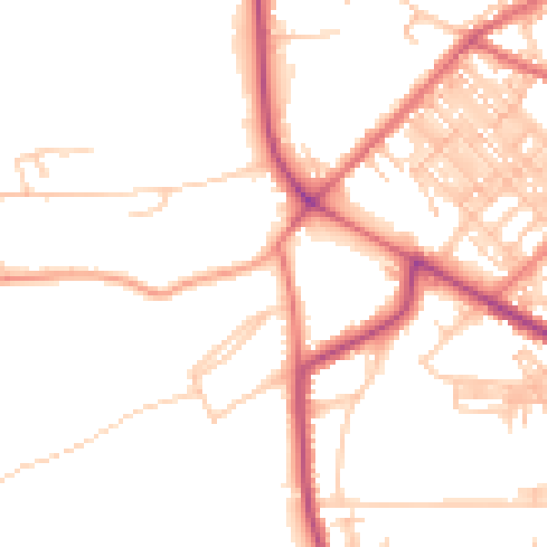 Daytime road noise heatmap for BB2 6PX