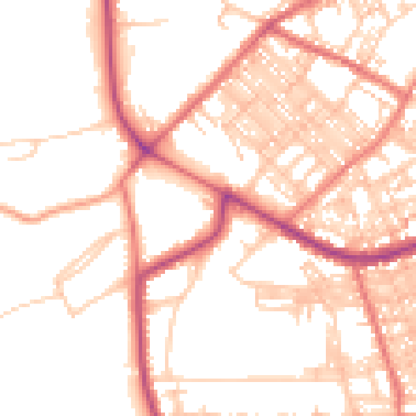 Daytime road noise heatmap for BB2 6SB