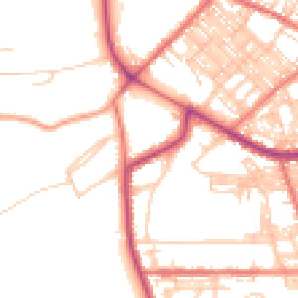 Daytime road noise heatmap for BB2 6SD