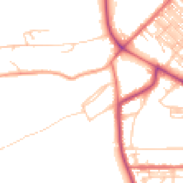Daytime road noise heatmap for BB2 6SF