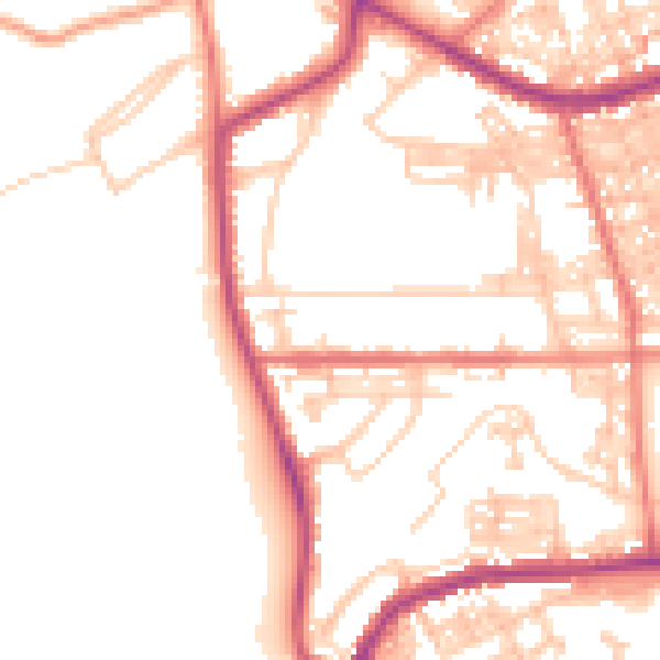 Daytime road noise heatmap for BB2 6SH