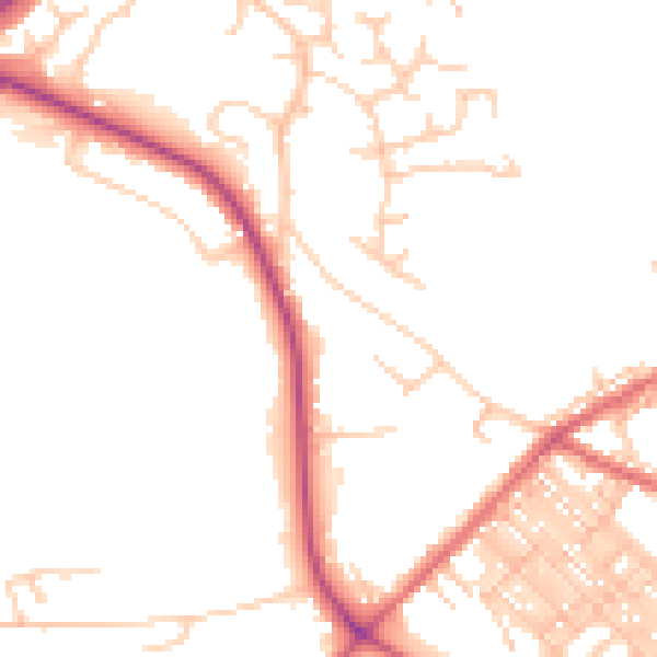 Daytime road noise heatmap for BB2 7AH