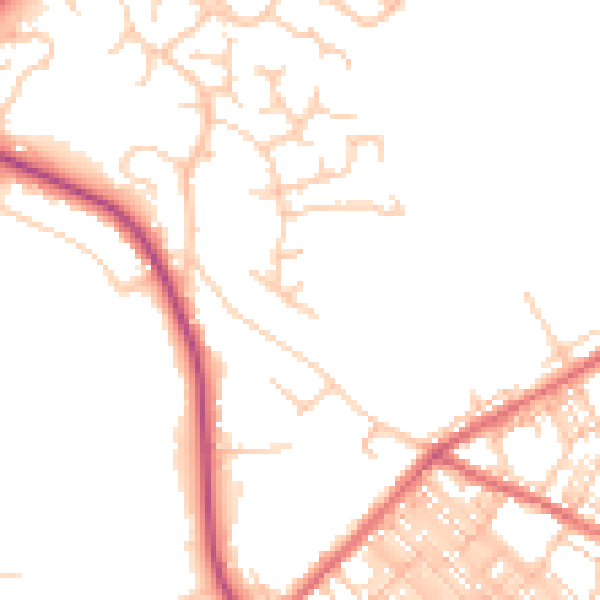 Daytime road noise heatmap for BB2 7BH