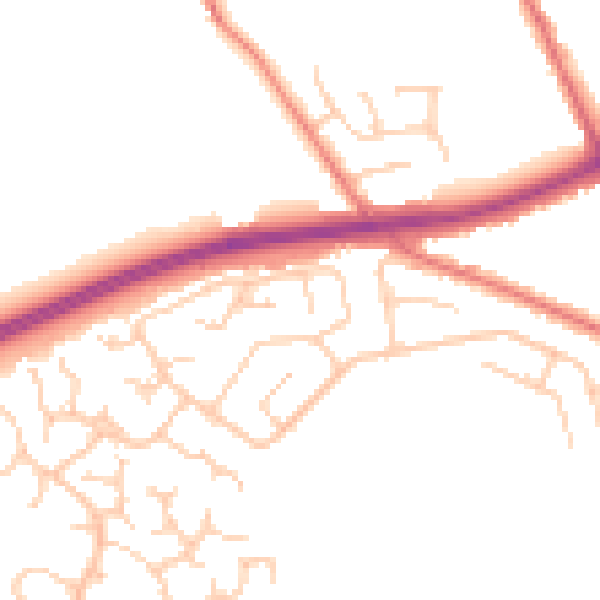 Daytime road noise heatmap for BB2 7DU