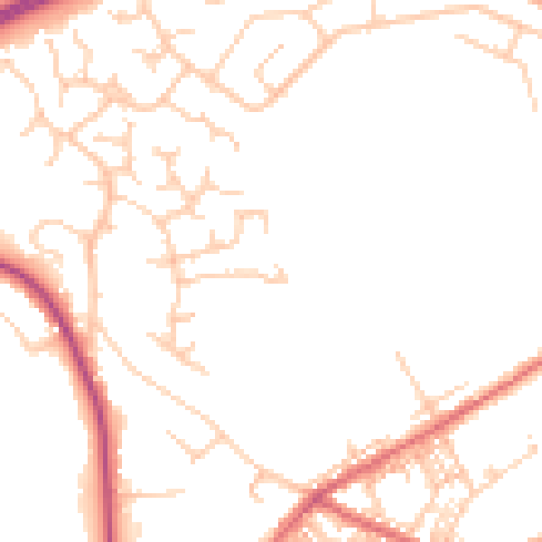 Daytime road noise heatmap for BB2 7FA