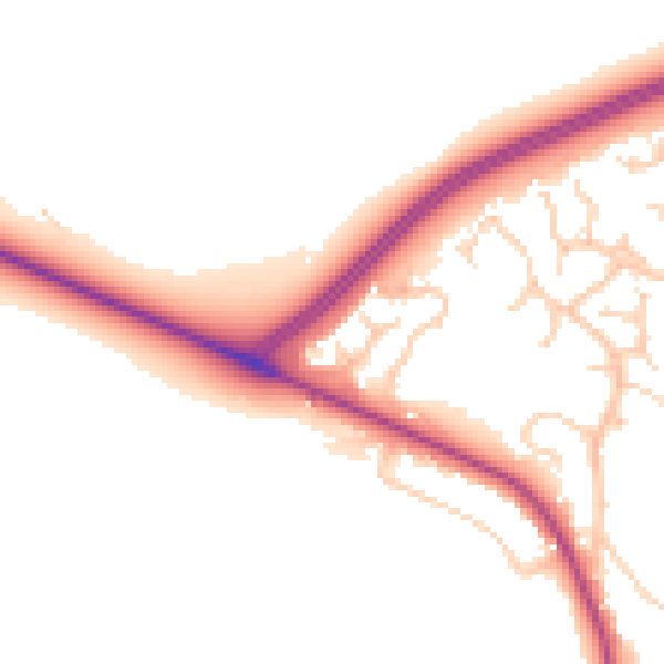 Daytime road noise heatmap for BB2 7FJ