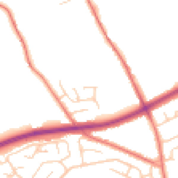 Daytime road noise heatmap for BB2 7GN