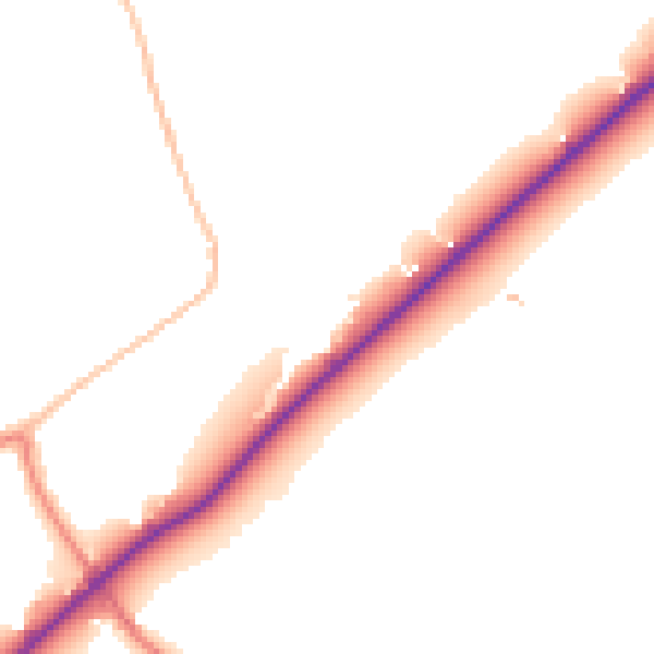 Daytime road noise heatmap for BB2 7HQ