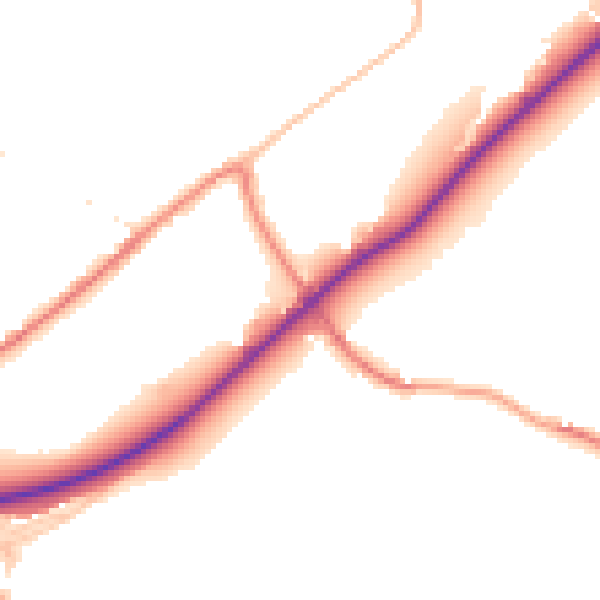 Daytime road noise heatmap for BB2 7HX
