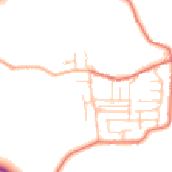 Daytime road noise heatmap for BB2 7JE