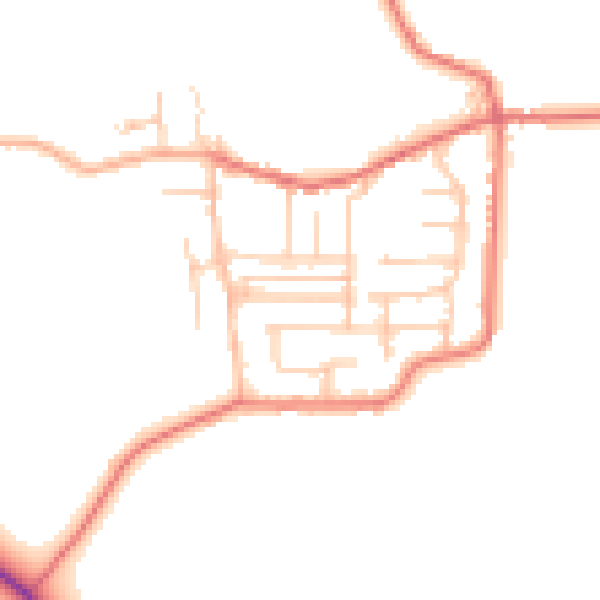 Daytime road noise heatmap for BB2 7JN