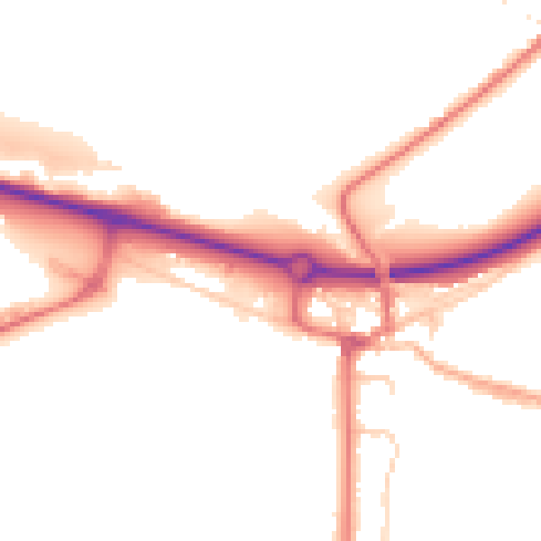 Daytime road noise heatmap for BB2 7LB