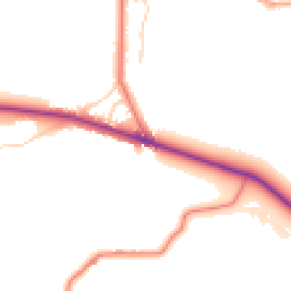 Daytime road noise heatmap for BB2 7NT