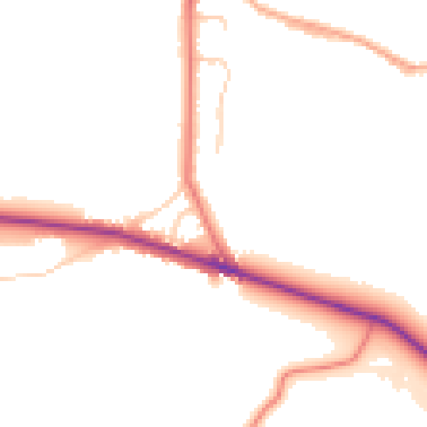 Daytime road noise heatmap for BB2 7NU