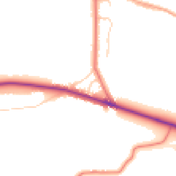 Daytime road noise heatmap for BB2 7NX