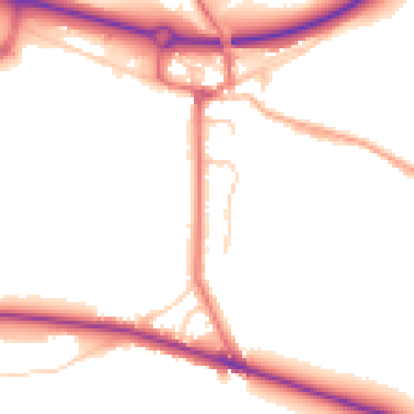 Daytime road noise heatmap for BB2 7NY