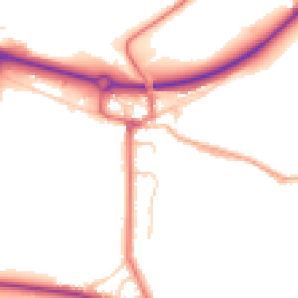 Daytime road noise heatmap for BB2 7NZ