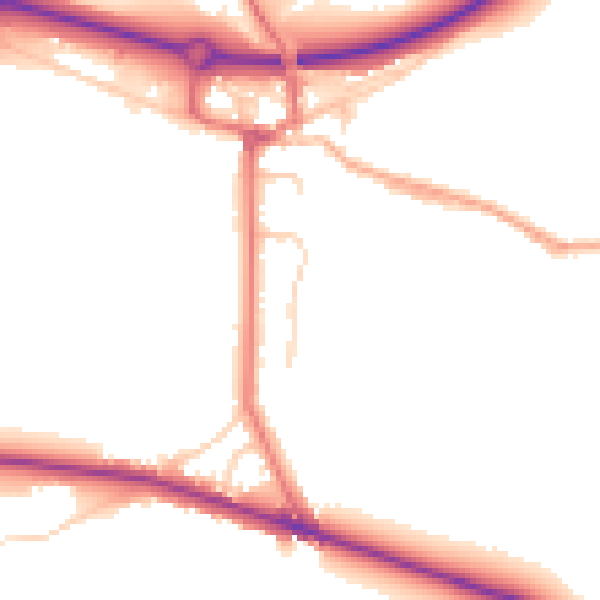 Daytime road noise heatmap for BB2 7PA