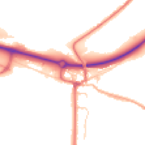 Daytime road noise heatmap for BB2 7PD