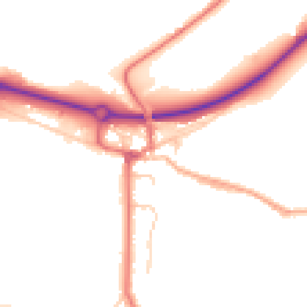 Daytime road noise heatmap for BB2 7PJ