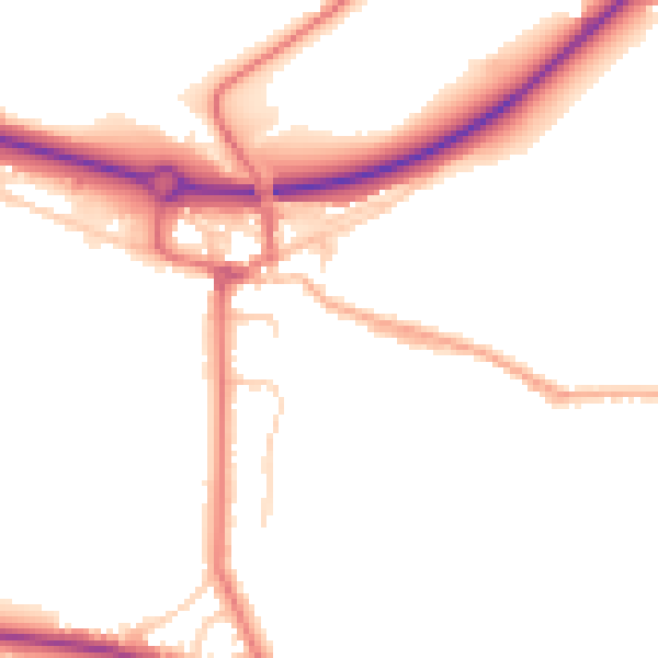 Daytime road noise heatmap for BB2 7PL