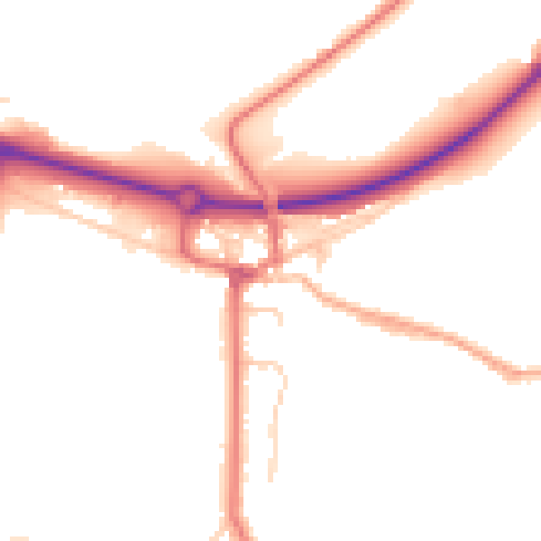 Daytime road noise heatmap for BB2 7PR
