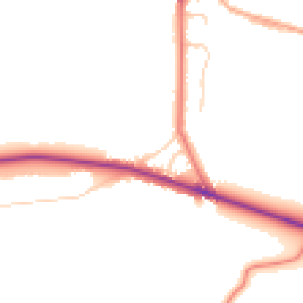 Daytime road noise heatmap for BB2 7PT
