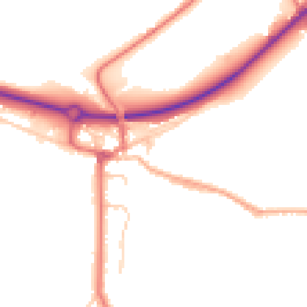 Daytime road noise heatmap for BB2 7PX