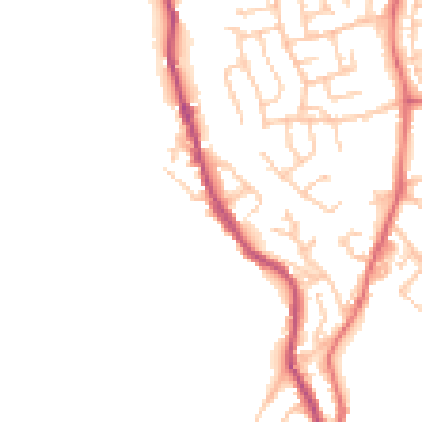 Daytime road noise heatmap for BB4 4AZ