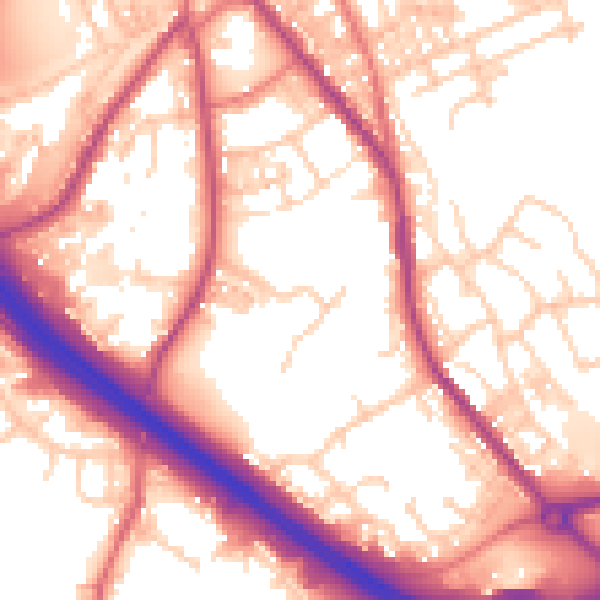 Daytime road noise heatmap for BB4 4BA