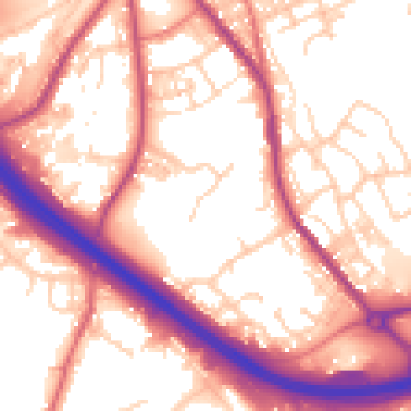 Daytime road noise heatmap for BB4 4BB