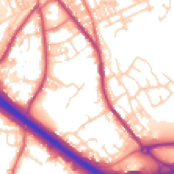 Daytime road noise heatmap for BB4 4BD